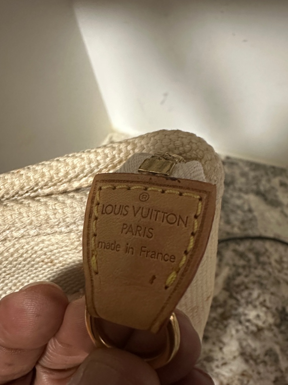 Louis Vuitton Cream Canvas Tote with Dark Brown Straps and Gold Plaque PRE-OWNED - Picture 11 of 17